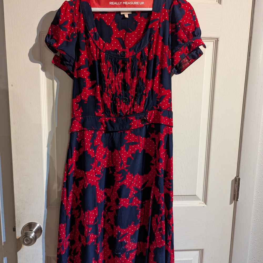 Whistles Red and Blue Midi Dress